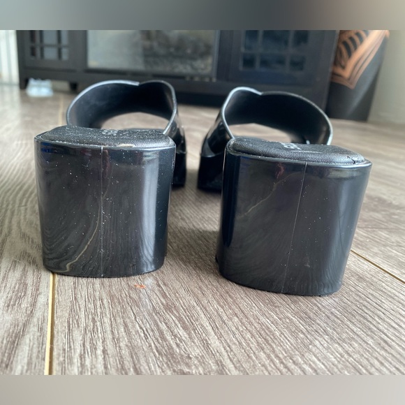 Soda black patent chunky slide on jelly platform sandal heels - Picture 6 of 13